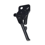 Kickstand for the Razor E-Punk; a black metal object with a spring and screw, designed to keep the scooter upright, ensuring stability and preventing dirt contact.