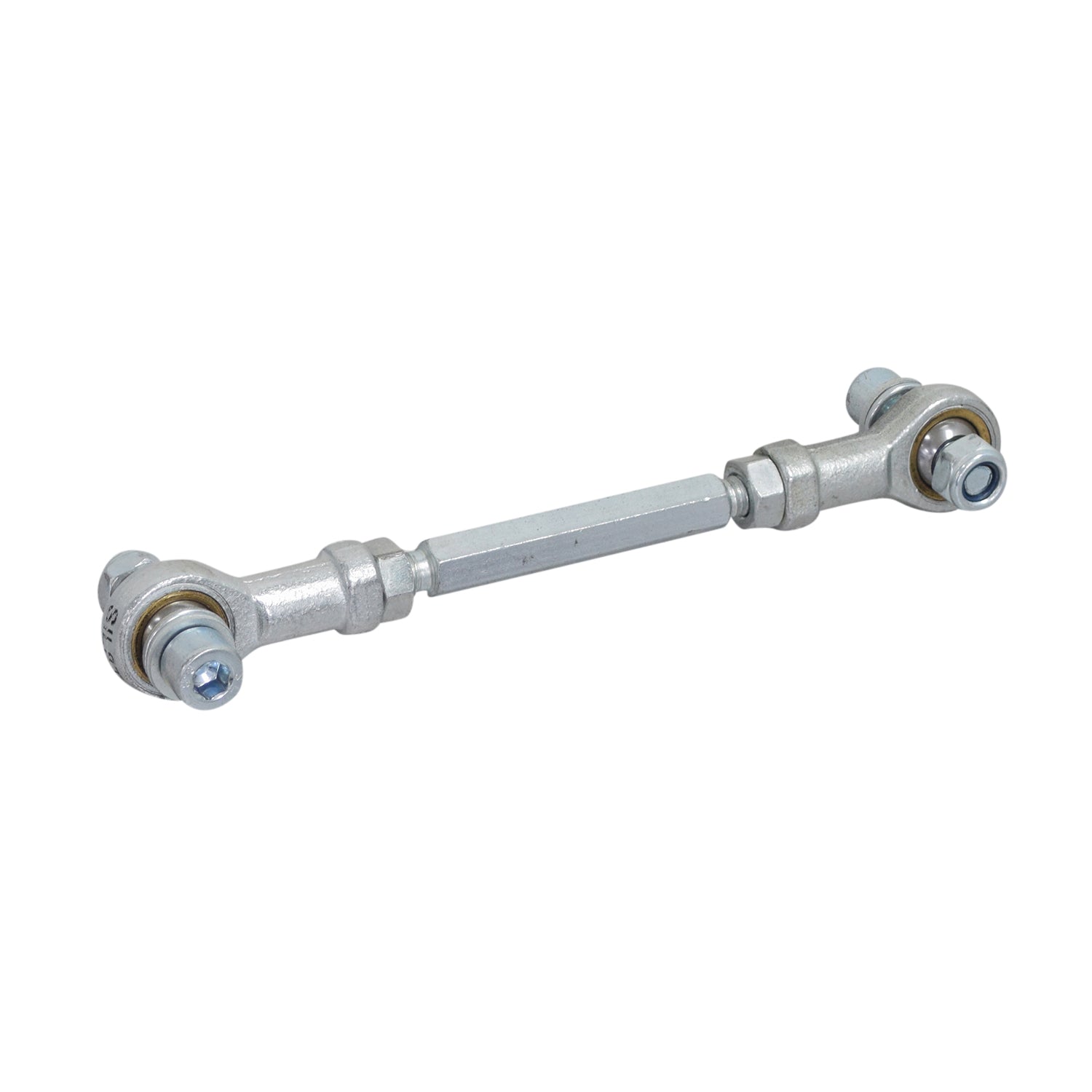 Tie Rod Ends with Ball Joints for the Pulse ATV Quad Ride-On, featuring a metal rod with attached nuts and bolts, essential for the steering system.