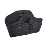 Motor Panel Set with Charger Port for the Pulse ATV Quad Ride-On, showcasing black plastic motor guards with two round buttons, designed to protect the drive system and include a coaxial battery charger port.