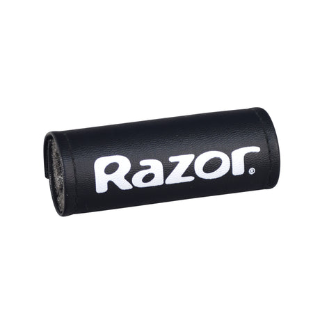 Handlebar Pad for Razor MX125 & SX125 Dirt Bikes, featuring a black tube with white Razor logo and wrap-around vinyl cover, providing added safety with a 3-1/2 foam pad.