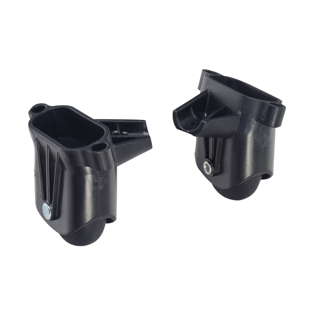 Anti-Tip Wheels for the Rollplay Nighthawk (Set of 2) featuring black plastic objects with screws, including molded plastic forks, designed to support the Nighthawk and prevent it from overturning.