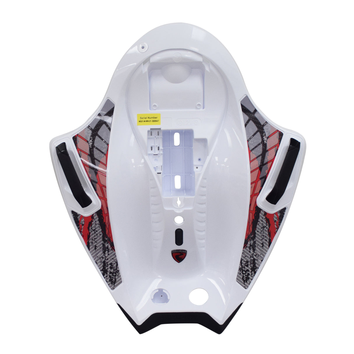 Body Panel Set for the Rollplay 12 Volt Nighthawk featuring a white plastic shroud, rubber nose bumper, left and right side handles, and Rollplay logo badge.