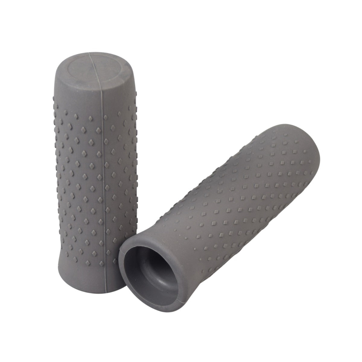 Gray Handlebar Grips for the Ninebot MAX G30 Scooter, featuring textured gray silicone rubber surfaces. One grip is shorter for throttle space, and the other is slightly longer for the brake lever side.