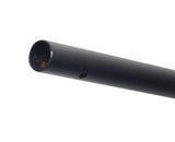 Handlebar for the MotoTec MT-FatBoy-500 Electric Scooter, featuring a matte black metal rod with evenly spaced holes, cylindrical shape, and a span of 28-1/2 inches, reach of 10-3/8 inches.