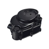 Right Side Engine Cover for the TaoTao ATK125A, GK110, & Jeep Auto Go-Karts (Version 12), black plastic with a central hole and multiple ventilation holes, approximately 9.5 inches long.