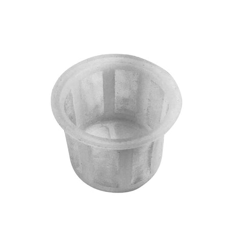 Fuel Tank Filter Cup for TaoTao ATK125A & 4Fun Go-Karts, a white plastic cup with holes designed to filter out contaminants from the fuel tank, ensuring smooth engine performance.