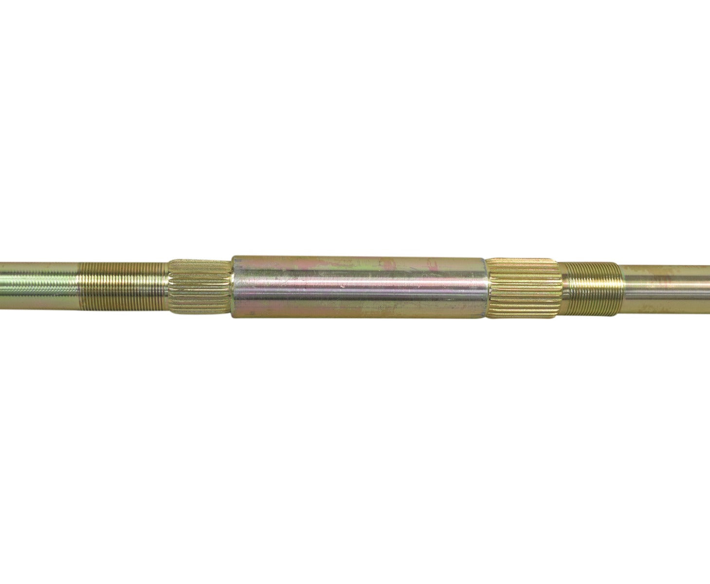 Rear Axle for TaoTao ATK125A & Jeep Auto Go-Karts: Close-up of a metal rod with threaded ends, designed as a replacement axle for go-karts.