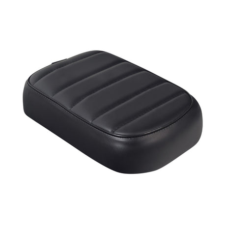 Rear Seat Cushion for the CityCoco Fat Tire Electric Scooter, featuring black leather upholstery with visible stitching. This well-cushioned seat doubles as a storage hatch cover and attaches via rear-mounted studs and a latch pin.