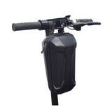 Front Handlebar Case for Hover-1 Electric Scooters attached to a handlebar, showcasing its hardshell design, zipper closure, and secure mounting straps, ideal for carrying essentials while scooting.