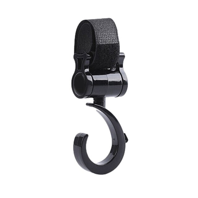 Swivel Hook Attachment for Wheelchairs, Walkers, & Rollators (Set of 2) featuring black swivel hooks with adjustable black straps for secure fastening on mobility aids.