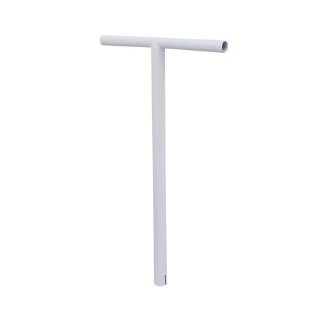 Handlebar for the Razor Electric Party Pop Scooter, featuring a white metal T-bar design. Ideal for maintaining control, it requires a clamp and grips for installation.