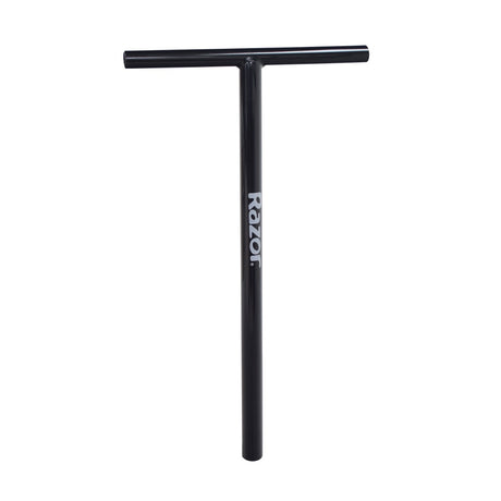 Handlebar for the Razor Electric Tekno Scooter featuring a black t-bar with white text, essential for maintaining control, ready for a clamp and grips to complete your scooter setup.