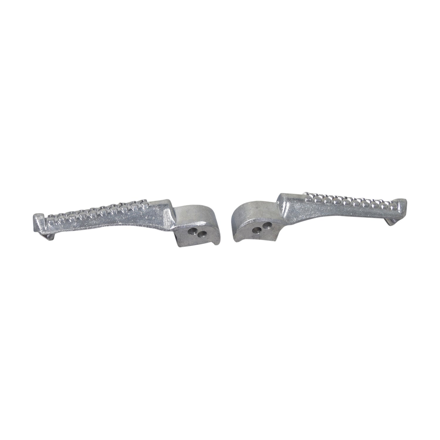 Close-up of Foot Pegs for the Coleman BT200X, CT200U Trail, & CT200U-EX Mini Bikes (Set of 2), showing metal construction with multiple parts and holes for easy installation.