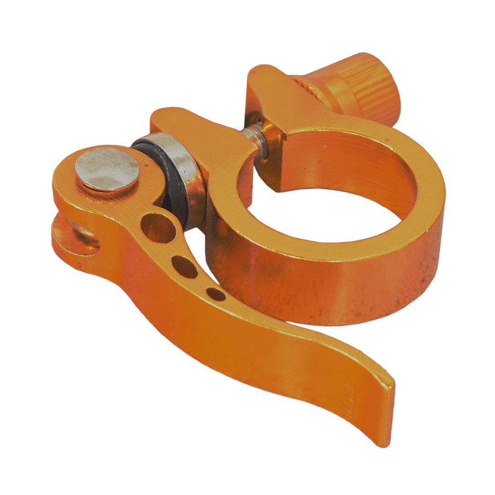 Close-up of the Universal Scooter Handlebar and Seat Post Clamp, showcasing its robust metal design and screw mechanism. Ideal for adjustable seats and handlebars on most kids' scooters.