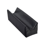 Trough-Style Black Upholstered Armrest Pad for Power Chairs & Wheelchairs, featuring a soft, cushiony design with multiple mounting holes, ideal for enhanced forearm support and pressure relief.