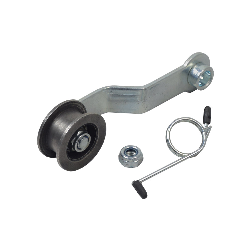 Chain Tensioner for the Razor EcoSmart Metro (V1+); features a metal roller with a black wheel, screws, and a metal handle. Essential for maintaining chain tension and ensuring smooth rides.