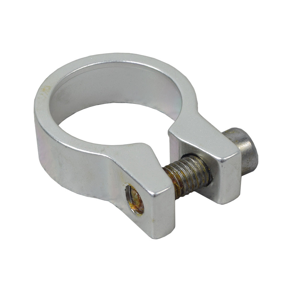 Seat Clamp for the Razor EcoSmart Metro (V1+) & E-Punk (V1+), featuring a metal ring with a bolt and screw, designed to secure the seat post firmly.