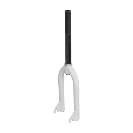 Front Fork for the Razor EcoSmart Metro (V1+), a sturdy white and black component designed for replacement, featuring a white enamel finish, essential for maintaining your Razor EcoSmart Metro's performance.