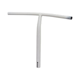 Handlebar for the Razor EcoSmart Metro (V1+): A white metal bar featuring black holes and a black tip, designed to match the EcoSmart's paint scheme. No clamp, headset, or grips included.