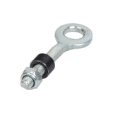 Motor Adjusting Bolt for the Monster Moto / Mega Moto Classic 1000w Mini Bike, featuring a silver and black bolt with an accompanying nut and spacer for precise motor adjustments.