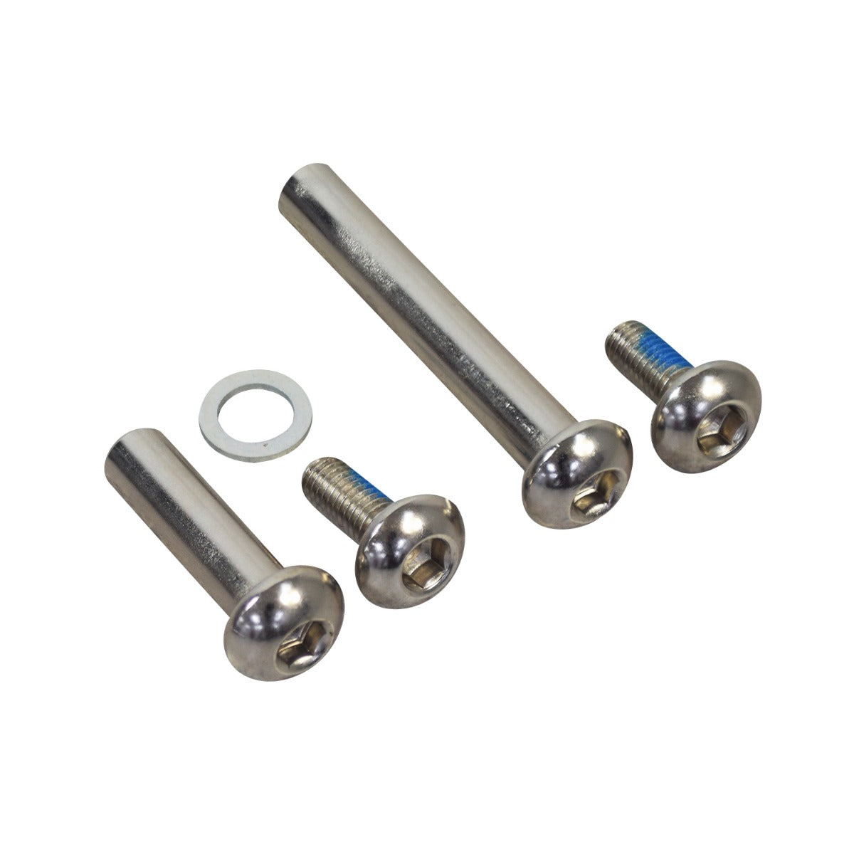 Wheel Axle Bolts for A2, A3, & A4 Razor Kick Scooters (Set of 2) shown as a group of silver screws and washers, including close-up views of individual screws and bolts.