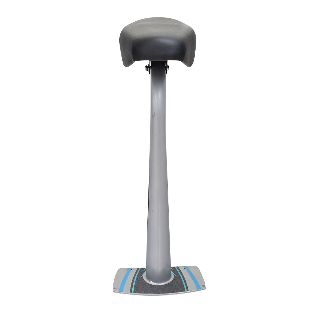 Seat with Post for the Razor E200S (V38+), featuring a black upholstered seat and a sleek, easily attachable teal and silver post for added comfort and convenience on your Razor scooter.