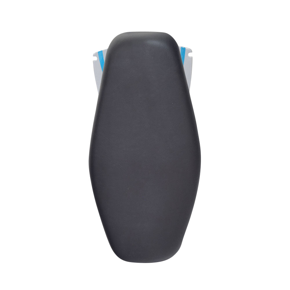 Seat with Post for the Razor E200S (V38+), featuring a black upholstered seat and a streamlined teal and silver post, designed for easy attachment and removal.