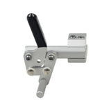 Gray Aluminum Wheel Lock with 1 Rear Clamp for 7/8 Tube Wheelchairs, featuring a silver and black metal lever and mounting bracket, designed for easy attachment to wheelchair frames.