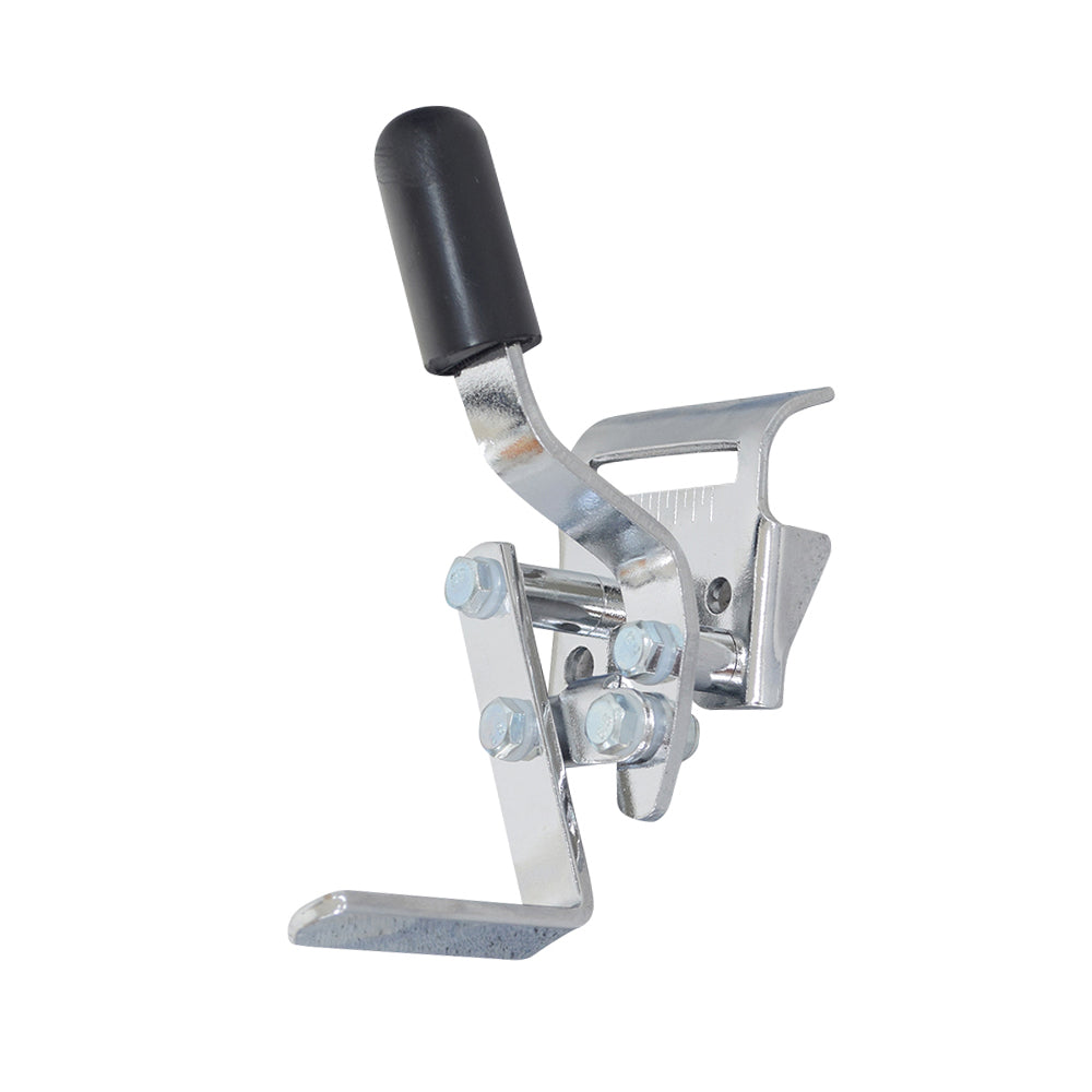 Invacare Style Wheel Lock for Wheelchairs with Detachable Armrests (Set of 2) featuring a sturdy metal lever with a black handle, designed for secure attachment to the wheelchair frame next to the wheel.