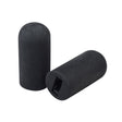 Black Rubber Tips for 1/2 Flat Invacare Style Wheelchair Wheel Locks (Set of 2), showing close-up of black rubber cylinder tips with square holes and a white stripe, designed for wheelchair brake levers.