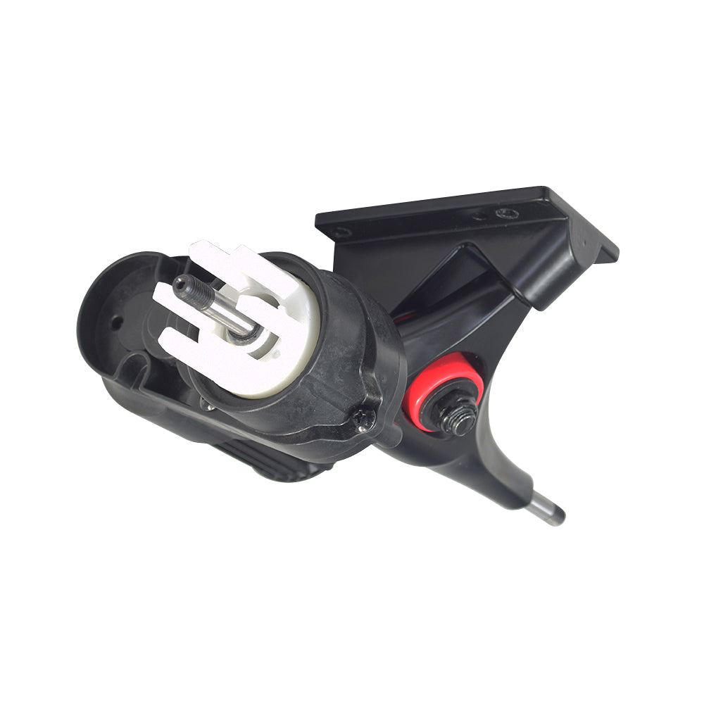 125 Watt Motor, Rear Truck & Axle for the RazorX Cruiser & Longboard Electric Skateboards, shown as a black and red device with a black and white base and visible screw details.