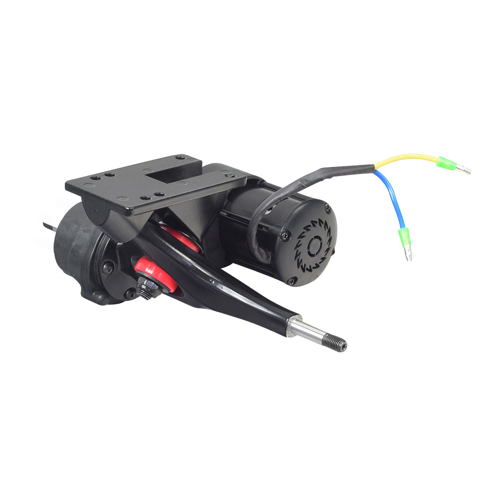 125 Watt Motor, Rear Truck & Axle for the RazorX Cruiser & Longboard Electric Skateboards, featuring a close-up of the black electric motor with several colored wires and a red wheel.