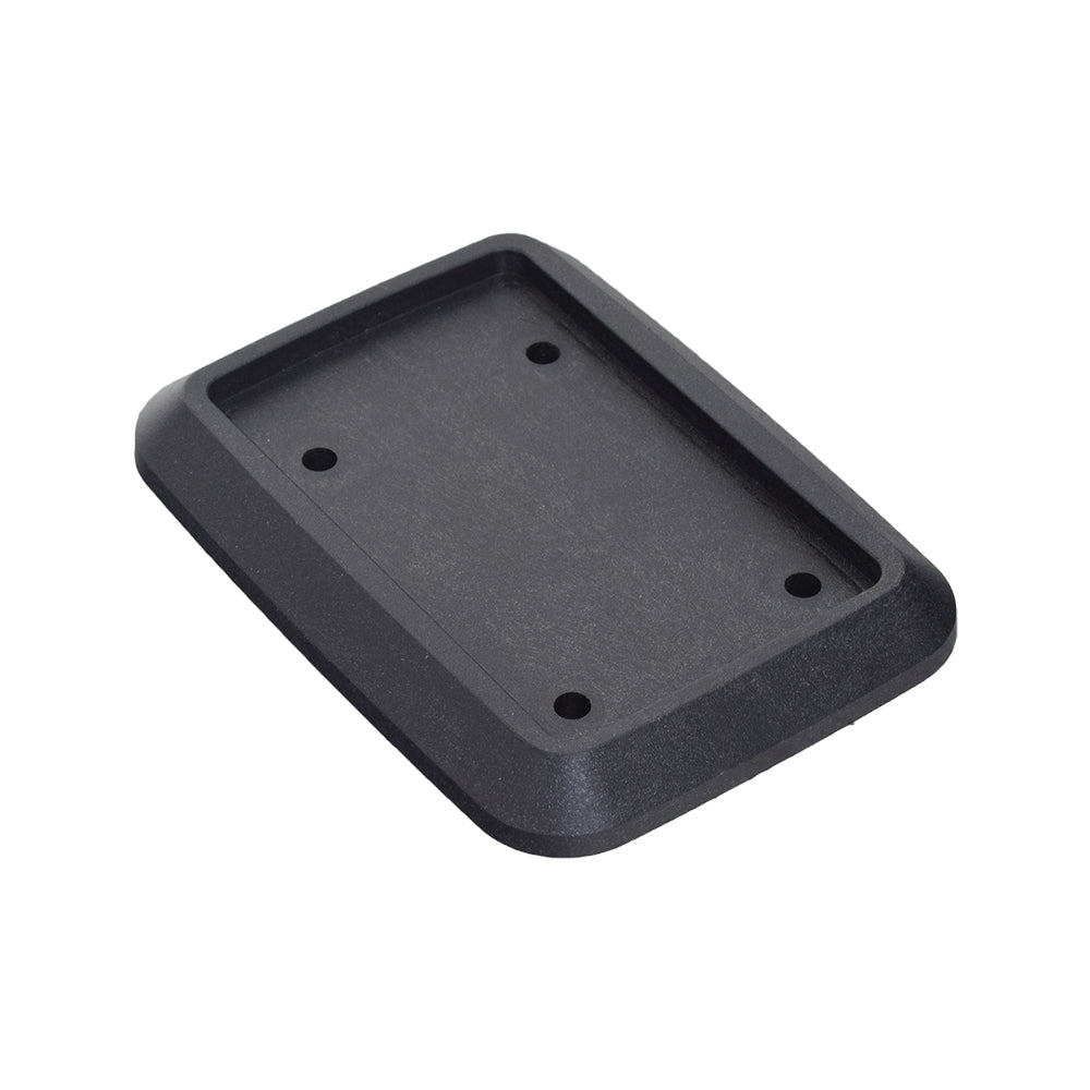 Front Truck Bezel for RazorX Electric Skateboards, a black rectangular plastic object with mounting holes, designed to secure the front wheel truck to the skateboard deck.