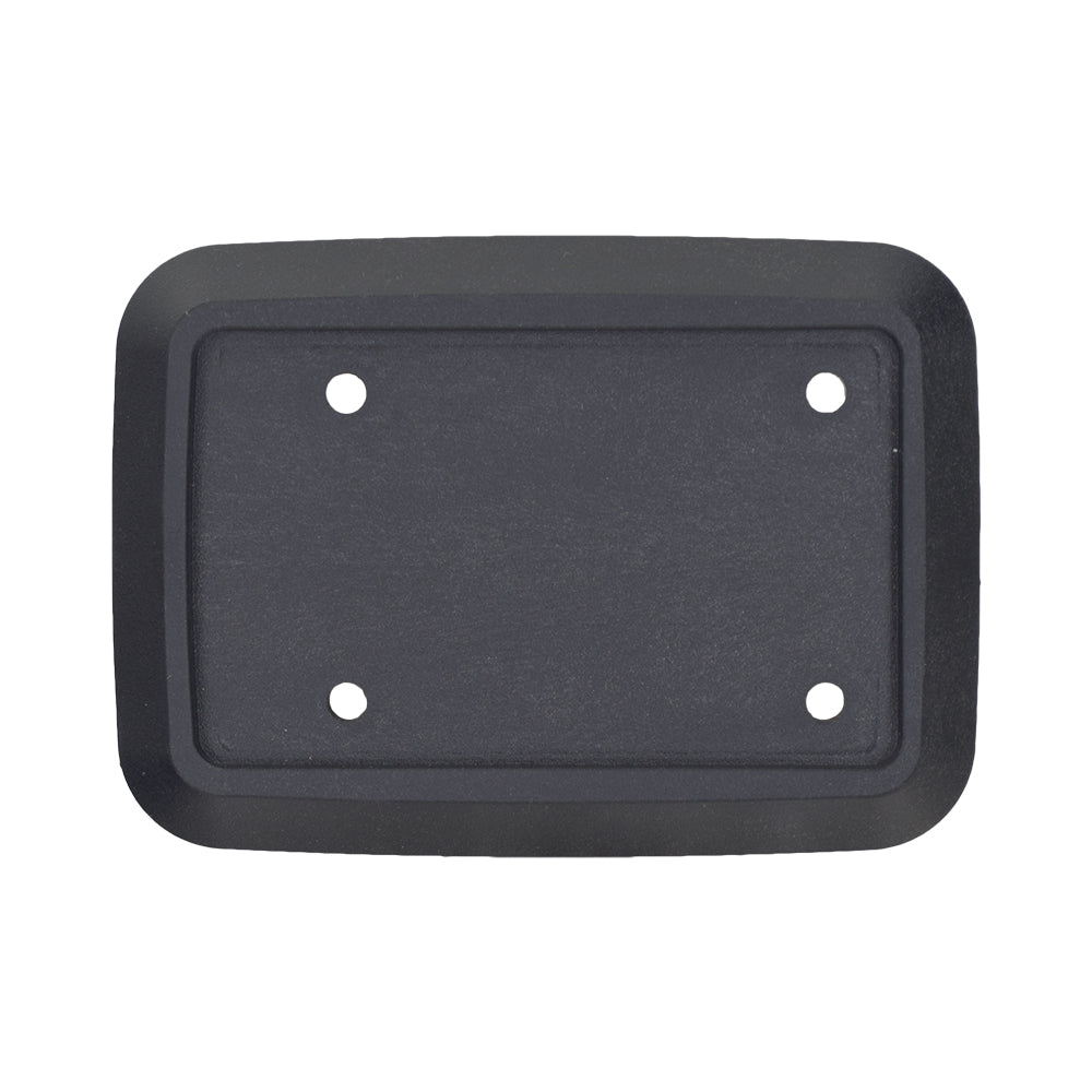 Front Truck Bezel for RazorX Electric Skateboards, a black rectangular piece with holes, designed to securely attach the front wheel truck to the skateboard deck.