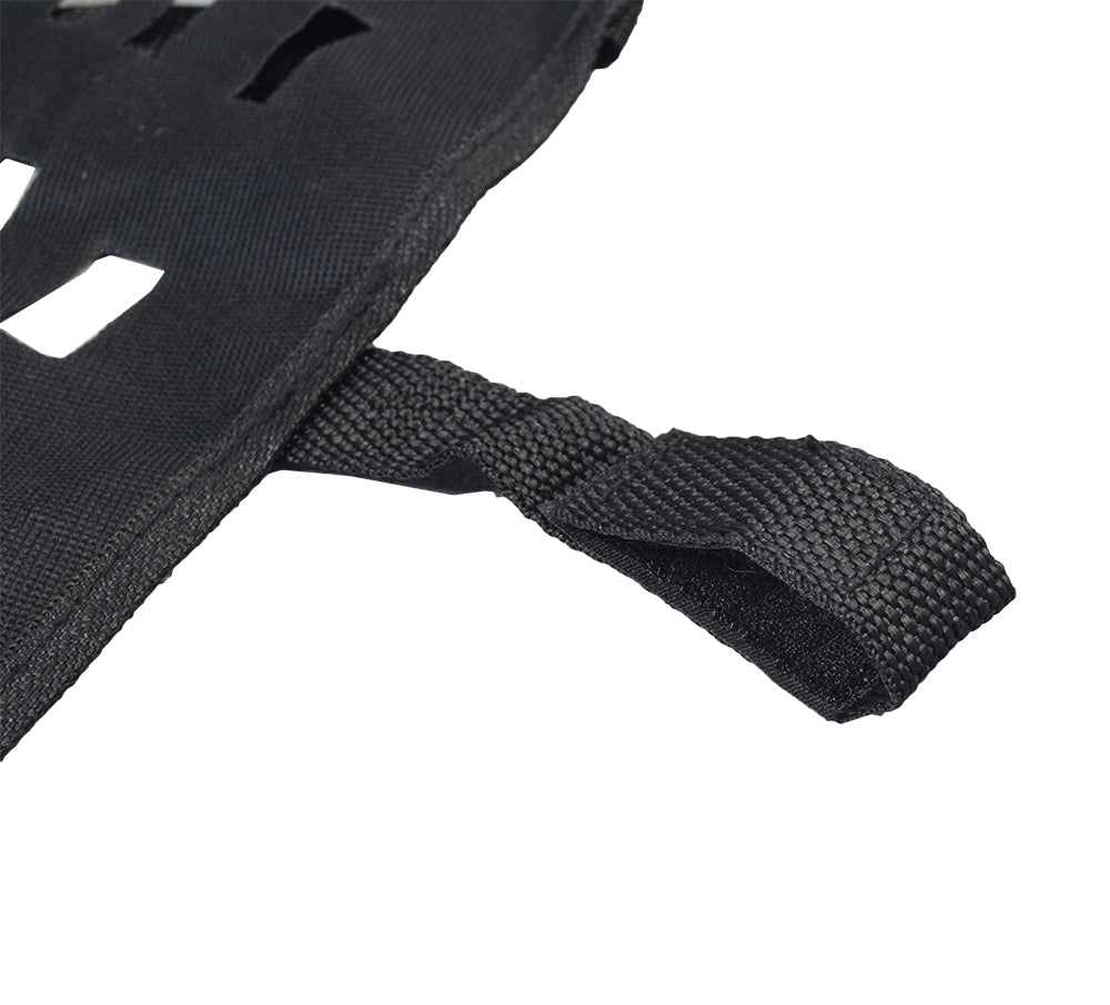 Side Net for the Monster Moto / Mega Moto MM-K80 80cc Go-Kart, showing a black strap with holes used to attach the lightweight fabric net to the go-kart's frame with velcro.