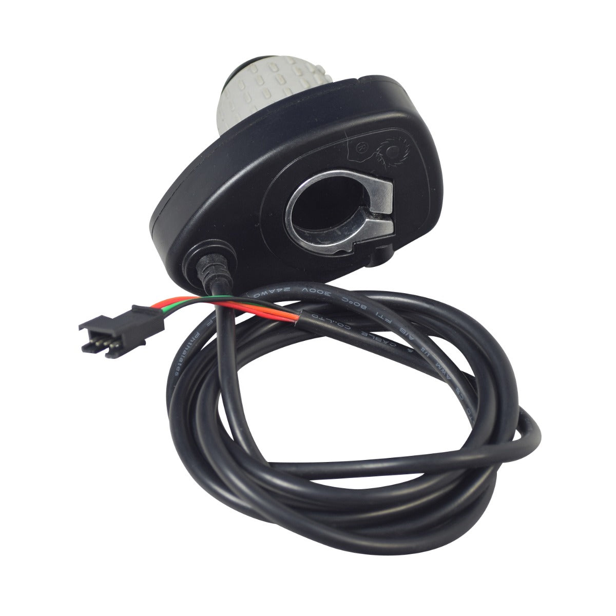 36 Volt Variable Speed 4-Wire Twist Grip Throttle for Razor EcoSmart Metro HD & EcoSmart SUP Electric Scooters, showing black twist grip with four connecting wires and a built-in battery level indicator.