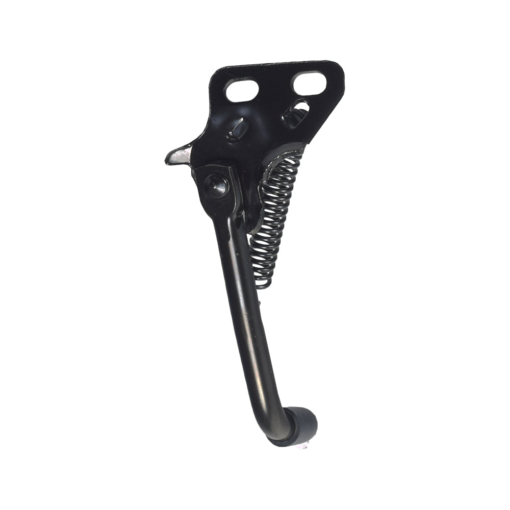 100 mm Kickstand for Currie 400 Series Scooters, featuring a black metal stand with a spring and a handle, designed to keep your scooter upright and clean.