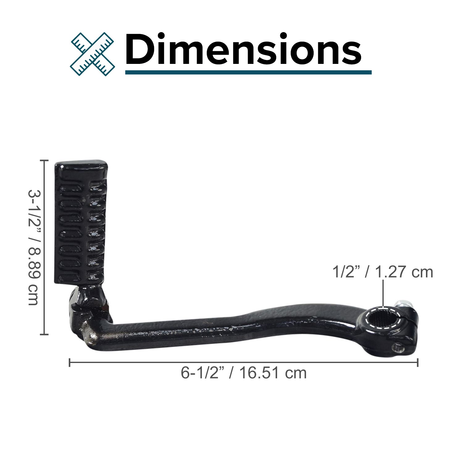 Kick Start Arm Assembly for 50cc 139QMB Scooters, featuring a black metal pedal with a measuring tape, designed for right-side engine mounting on various 50cc gas street scooters.