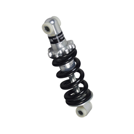 Shock Absorber for the Razor Dirt Quad, featuring a black and silver metal coil spring and a sturdy cylindrical design, ideal for enhancing ATV suspension performance.