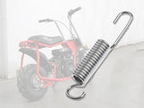 Kickstand Spring for Baja Doodle Bug (DB30) Mini Bike, shown as a close-up of a coiled metal spring attached to the mini bike's kickstand mechanism, emphasizing its essential role in stability.