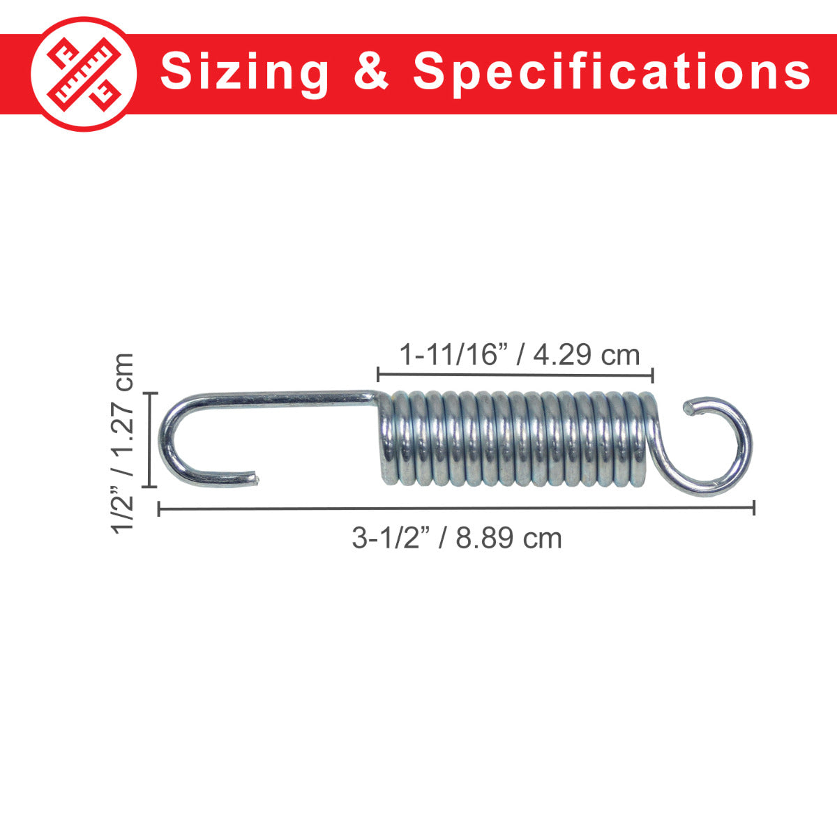 Kickstand Spring for the Monster Moto / Mega Moto Classic 1000w, MM-B80 80cc, Motovox MBX10, & MBX11 Mini Bikes, showing a close-up of a metal coil spring with a small hook.