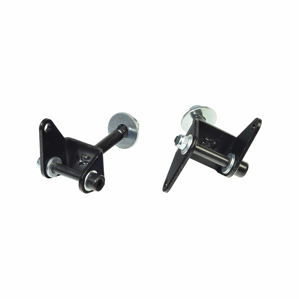 Spindle Arm Set (Right/Left) for Razor Dirt Quad, featuring a pair of black metal spindle arms essential for vehicle steering and stability.