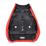 Black & Red Seat for the Baja MB165 & Falcon Mini Bikes featuring a contoured design, visible stitching, and sturdy mounting points. Ideal for adding a stylish touch to your mini bike.