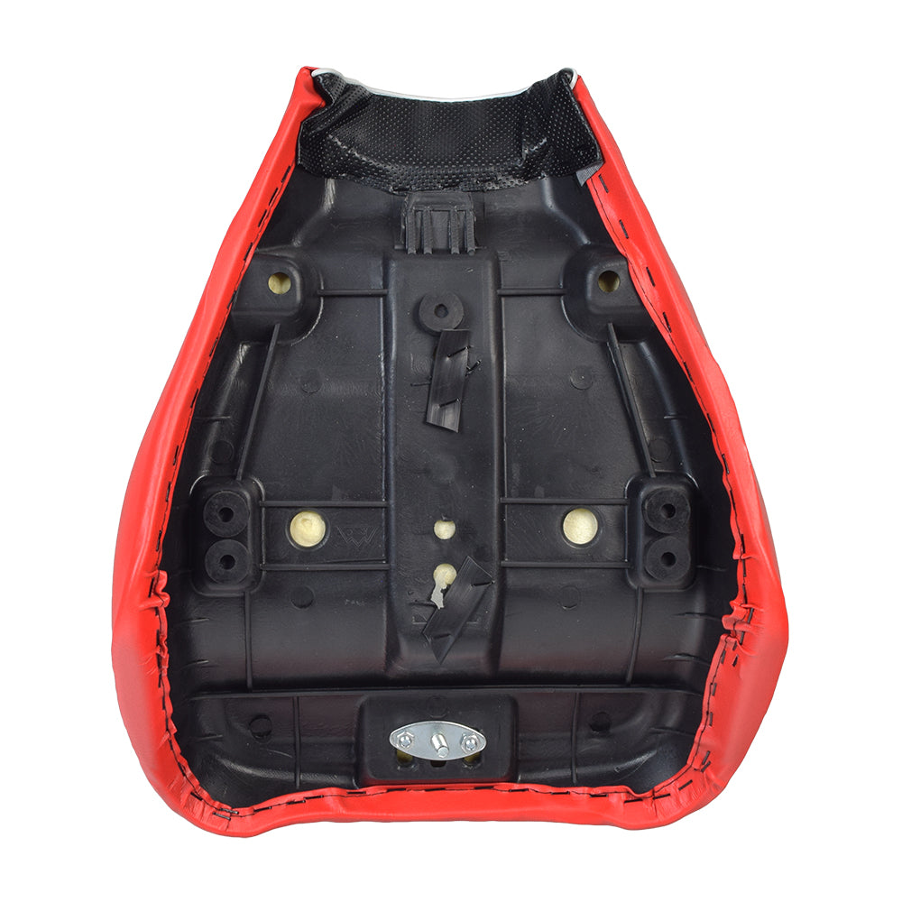 Black & Red Seat for the Baja MB165 & Falcon Mini Bikes (Blemished), featuring detailed stitching and a sleek design, compatible with Baja MB200 model for added color accent.