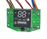 Bluetooth Speedometer with Wiring Harness for the Hover-1 Eagle Electric Scooter displaying a digital screen, internal circuit board, colorful wires, and connectors, designed for console panel installation on the handlebar.