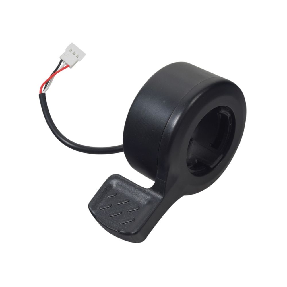 Thumb Throttle for Hover-1 Comet & Eagle Electric Scooters: A black device with a wire and handle, featuring a textured thumb pad and 3-wire harness for improved grip and safety.