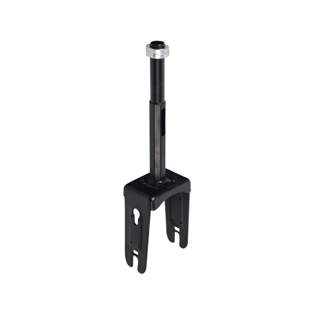 Front Fork for the Hover-1 Eagle Electric Scooter, featuring a black and silver metal stand with a square base and keyhole, essential for holding the wheel and hub motor securely.