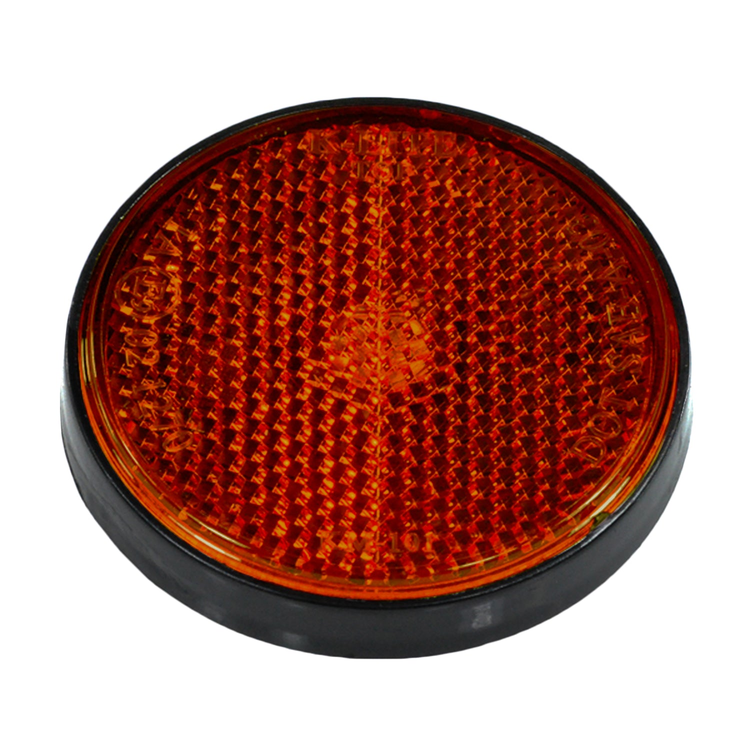 Close-up of a dark amber front side reflector for the Baja Mini Bike MB165 & MB200, showing its reflective surface and rectangular shape. Suitable for ATVs, go-karts, and other mini bikes.