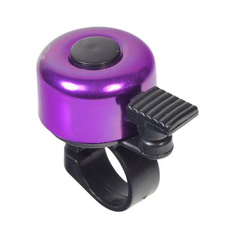 Handlebar Mount Scooter and Bicycle Bell featuring a sleek design with black rings on a purple surface, perfect for easy installation on standard 7/8 handlebars. Ideal for ensuring rider safety.