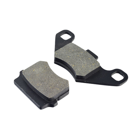 Brake Pads for the Baja Dune (DN150) – a pair of black and grey brake pads designed for go-karts, shown in close-up detail, highlighting their robust build and mounting readiness.